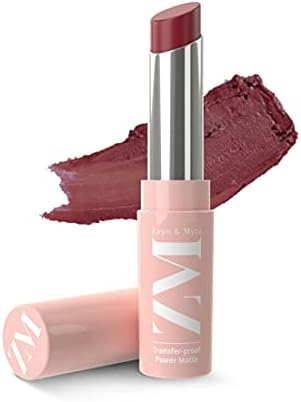 ZM Zayn & Myza Vegan Transfer-Proof Power Matte Lipstick, Enriched with Vitamin-E & Cocoa Butter, Matte Finish, Smooth One Storke, Smudge-proof, Waterproof, Paraben Free,Marvellous Mauve, 0.11 fl.oz