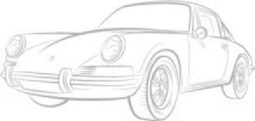 Porsche Sports Car Sketch Vinyl Sticker, Matte Slate Grey 9 ft.