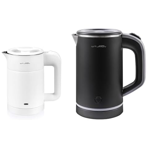 0.6L Small Electric Kettle White + 0.8L Small Tea Kettle Black Cover