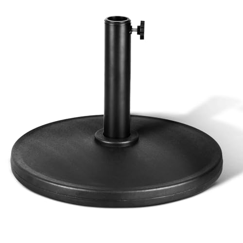 Image of KEPLIN 20kg Cast Iron Effect Parasol Base – Heavy Duty Metal Garden Patio Furniture Stand for Umbrella, Canopy, Gazebo, Awning etc. – Diameter 45mm (20kg, Black Plain)