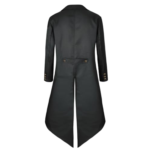 MOFOVELY Mens Pirate Coat Steampunk Jacket Tailcoat Renaissance Jacket Halloween Hatter Costume (2XL,Black) - Thumbnail 3