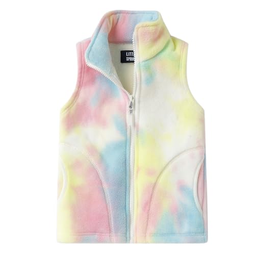 Image of LittleSpring Kids Fleece Vest with Fur Lined Zip Up Warm Thickening Winter Sleeveless Jacket