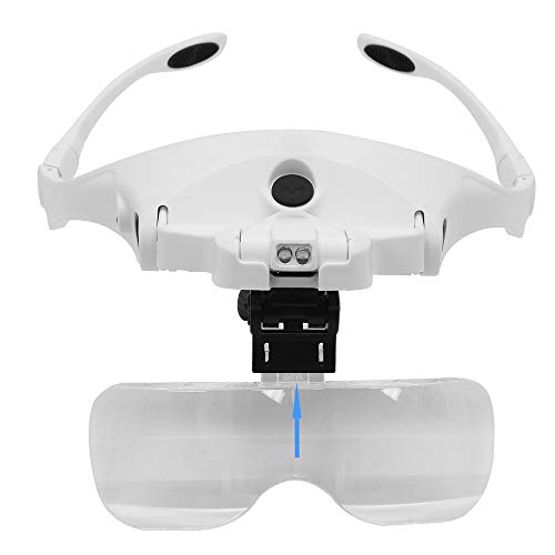 5 Lentes Lupa com 2 Luzes LED E Óculos de Carregamento USB Ferramenta de Ampliação Recarregável Lent