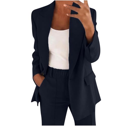 AEGJEGVD - Tailleur Femme Pantalon 2 Pièces Col Revers Chic et Elegant Couleur Unie Blazer Veste Formel Bureau Travail Pantalon Costumes Slim Fit Manteau Ensemble Veste Manteau Pantalon Ensemble