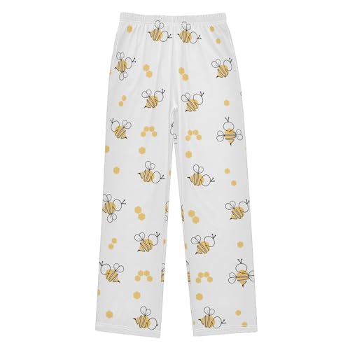 ZZKKO Bee Beehive Honeycomb Boys Pants for Kids Jogger Pants with Pockets S-XL