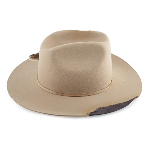 Femsée Vintage Cowboy Hat For Women 100% Australian Wool Cowgirl Hat Wide Brim Cattleman Western Hats With Big Feather Panama Brown #TOP2