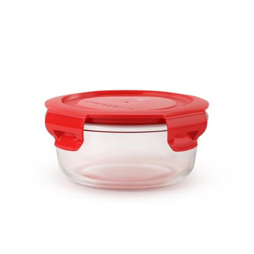 United Colors of Benetton 400ML Borosilicate Glass Food Storage Container with Airtight Coloured Lid - Leakproof, Microwave, Oven, Freezer & Dishwasher Safe - Durable & Reusable Lunch/Dinner Box