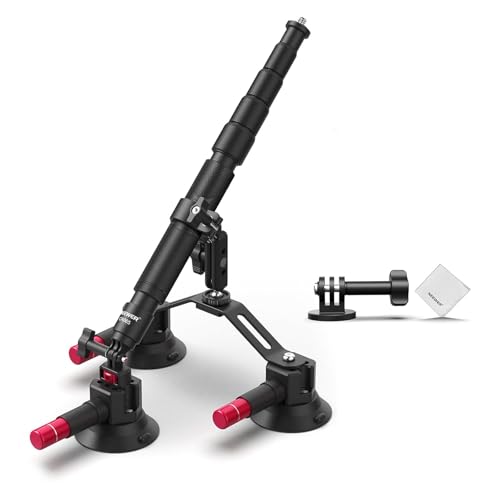NEEWER Kit Support Voiture Triple Ventouse avec Perche à Selfie 2en 1, Bras Magique à Dégagement Rapide pour Pare-Brise Extérieur, Compatible avec GoPro...