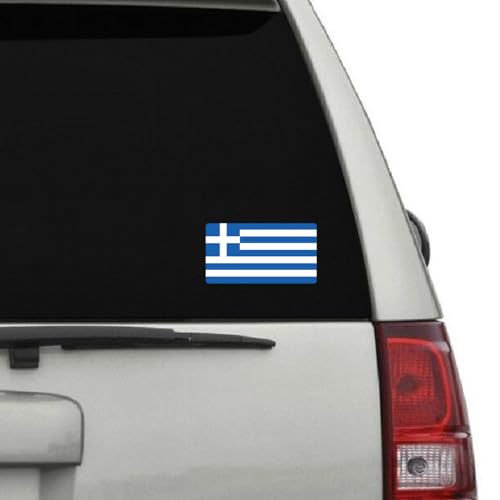 Image of World Country Flag Decal Stickers - Two Pack - for Cars Windows Bumpers Laptops Tablets Tumblers Cups Walls (Greece)
