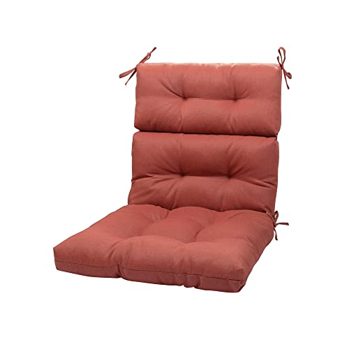 Magpie Fabrics Indoor/Outdoor Tufted High Back Chair Cushion Set Of 2, Waterproof Deep Seating Rocking Chair Outdoor Chaise Lounge Sun Lounger Chair Cushions(Coral) #TOP6