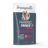 Tranquille Crunch' Expert Anti Cat Hair Ball (zestaw 40 x 60 g) | Słodowe smakołyki i włókna roślinne | Krokiet dla kota | Profilaktyczna przekąska Wellness | z kurczakiem i bez cukru