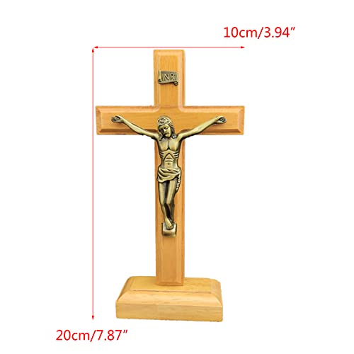 Miniatura 5 de Cruz Católica De Madera Con Soporte Para Mesa, Crucifijo Religioso, Cristiano, De Pie, Decoración De Mesa, Iglesia, Oración, Pequeña Cruz De Madera