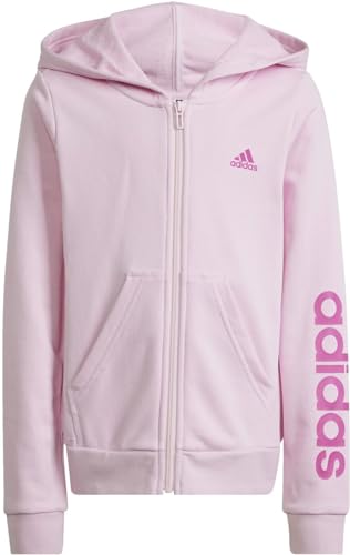 Adidas Mädchen Essentials Linear Logo Full-Zip Hoodie, Clear pink/semi Lucid Fuchsia, 11-12 Years