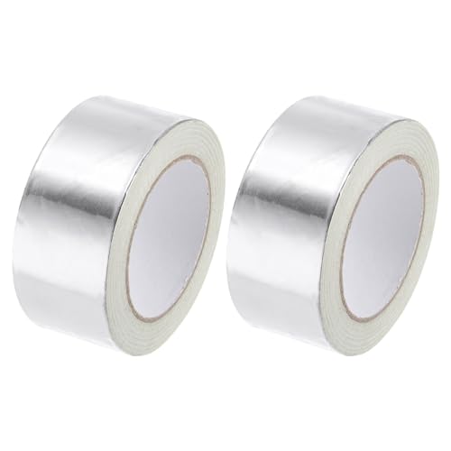 Image of uxcell Aluminum Foil Tape 2 Inch x 30 Yards Silver High Temperature Tape for HVAC, Sealing, Patching Hot and Cold Air Ducts 2 Pcs