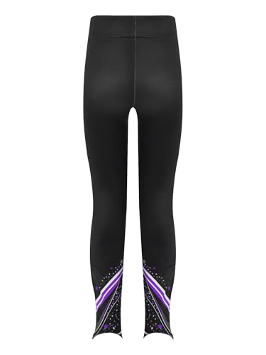 Kids Girls Fleece-line Figure Ice Skating Gymnastics Training Leggings Stylish Printed Stage Performance Tights4