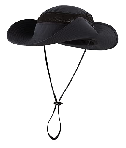 Connectyle Outdoor Mesh Sun Hat Wide Brim Sun Protection Hat Summer Fishing Hunting Hiking Gardenig Hat Black #TOP1