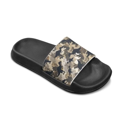 Slides for Kids?Shower Slippers Bathroom Pool Sandals Camouflage Dinosaur?Boys Comfy Thick Sole Slippers?Summer Non-Slip Beach Shoes