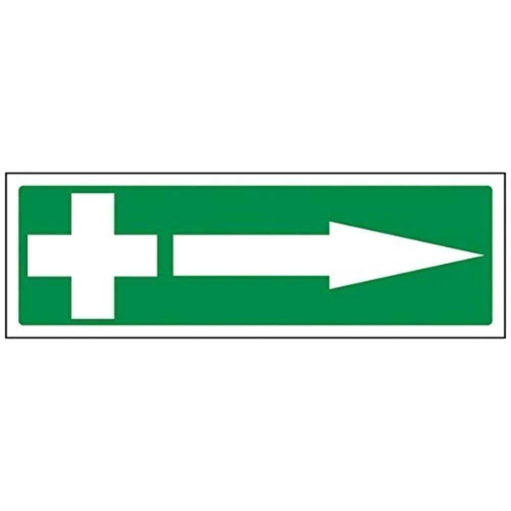 V Safety 31020AX-S First Aid Arrow Right Sign - Landscape - 300mm x 100mm - Self Adhesive Vinyl, Green