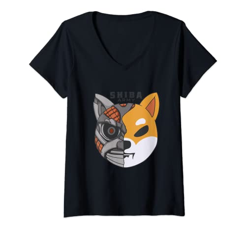 Womens Shiba Army DogeKiller Crypto Shiba Inu V-Neck T-Shirt