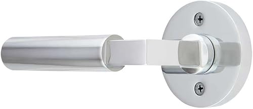 Juego de puerta de roseta de disco con palancas Hércules para la mano derecha en cromo pulido