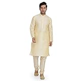 Royal Kurta Mens Raw Silk Kurta Pyjama Set Gold 42