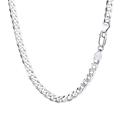 PROSILVER Chaîne Homme Argent Massif Collier Maille Cubain 5mm/51cm Cuban Chain Necklace
