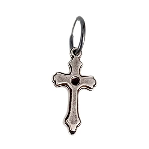 Mens Hoop Earring With Cross Pendant For Men Single Black Mens Earring Mens Jewelry Black Cross Earring Catholic Cross Earring Gothic Earring Guys Earring #TOP18