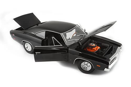 Maisto 1969 Dodge Charger Modelo Die cast Negro miniatura 3