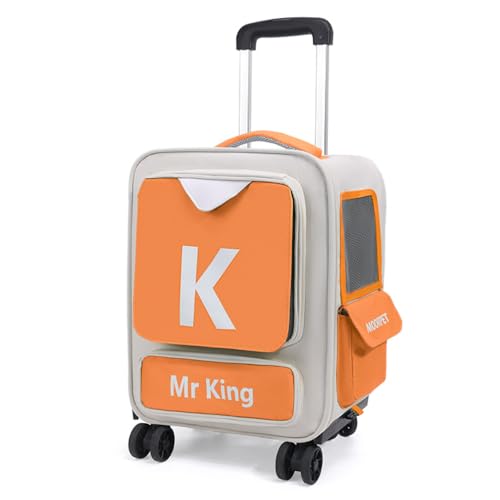 CYWOPVEQペットキャリー リュック キャスター付き 猫 猫用 キャリー カート 3 WAY 小型犬 ペットキャリーケース 折り畳み 取り外し可能な車輪 ドライブ 旅行 通院 防災 避難用 (オレンジ)