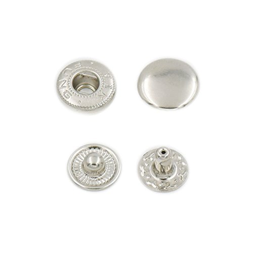 Fujiyuan 25 juegos de 15 mm 5/8" metal cierre de broche de cuero Craft rápido remache ajuste de botón de costura níquel