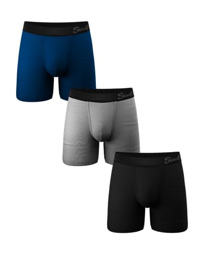 Shinesty Hammock Support Mens Underwear with Pouch | Mens Large Boxer Briefs Flyless | US Large 3 Pack Black/Grey/Navy