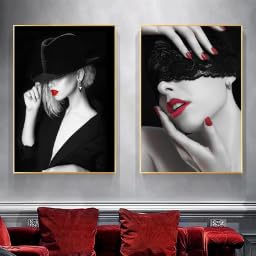 Tableau femme aux lèvres rouges grand format pour sublimer votre séjour
