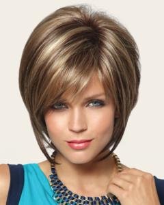Reese Wig Color Butter Pecan Rooted - Noriko Wigs Women's Tousled Bob Synthetic Short Choppy Layers Side Fringe Open Weft