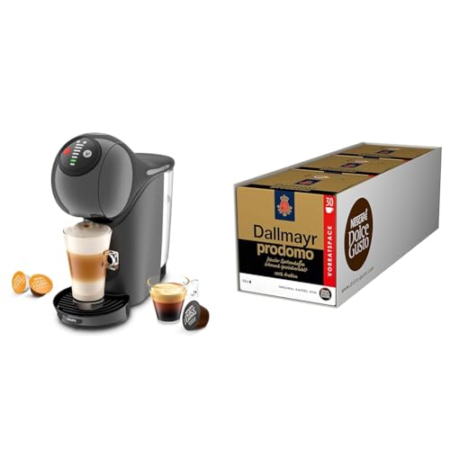 NESCAFÉ DOLCE GUSTO Krups KP243B Genio S Coffee Capsule Machine, 15 Bar, Ultra Compact, High Pressure, Over 30 Coffee Creations, Selectable Drink Size, Auto Shut-Off, Anthracite mit Dallmayr Prodomo