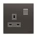 Price comparison product image ABB Millenium Single Plug Socket  Black Premium Finish 13A Electric Wall Socket  Elite Design for Home and Business