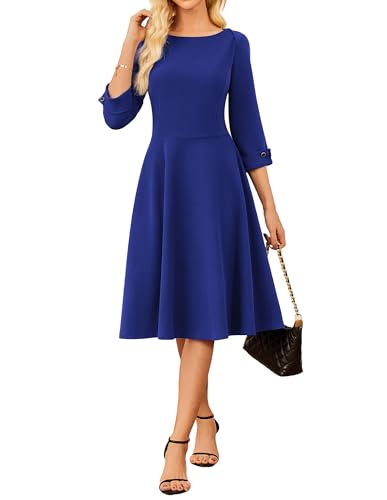 Robe midi élégante aux finitions soignées et manches 3/4 M