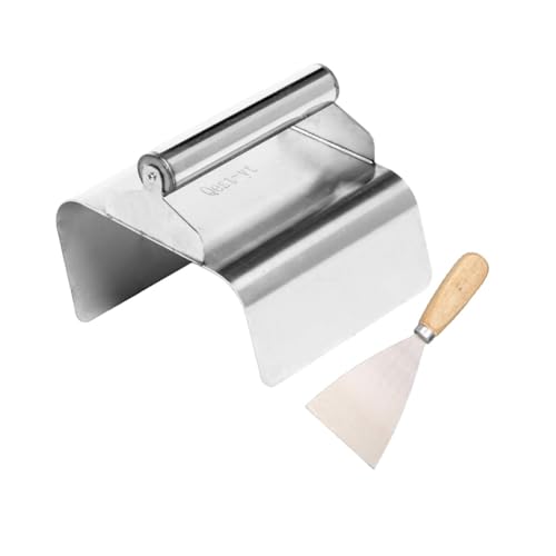SZLIFE Truelle de bordure paysagère, outil de bordure en béton, outil de maçonnerie, réparation de mortier de maçon avec à mastic, truelle de, Bord Biseauté Argenté