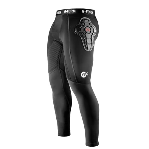 Image of G-Form Goalkeeper Impact Pants - Padded Leggings with Compressive Base Layer - Protective Gear for Football and High Impact Sports - Breathable and Machine Washable - Large Black