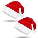 HPLIMEOR Weihnachtsmütze Nikolausmütze, 2 Stück Erwachsene plüsche...