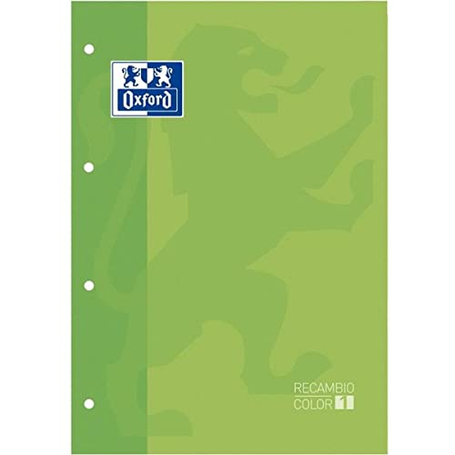 Recambio Oxford hojas cuadriculadas A4 pack 5 bloques de papel perforado escolar