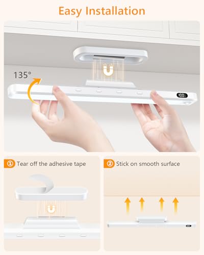 Image of WILLED 3W Motion Sensor Magnetic Light Bar, Eye-Care Rechargeable Closet Light with Battery Level Display, Mirror Lights Stick on, Led Light Bar for Cabinet, Closet, Desk and Bathroom