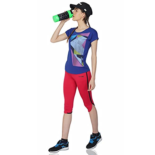 Image of Vector X Polyester Relaxed Regular Fit Capri Activewear for Women (Black)