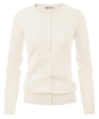 GRACE KARIN Womens Cream Lightweight Cardigan Sweaters Early Fall Fashion Clothes Business Casual Teacher Outfits XL — view 6