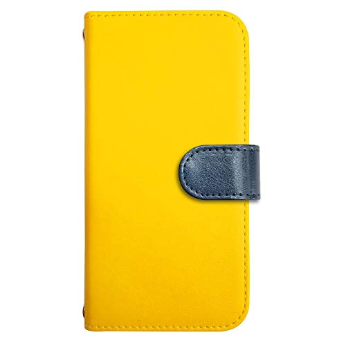 sslink iPhone17 Pro Max アイフォン17プロマックス 対応 ケース 手帳型 スマホケース 丸型 ラウンド(ネイビー) ベルト きせかえ belty おしゃれ (カバー色イエロー) ダイアリータイプ 横開き カード収納 フリップ カバー