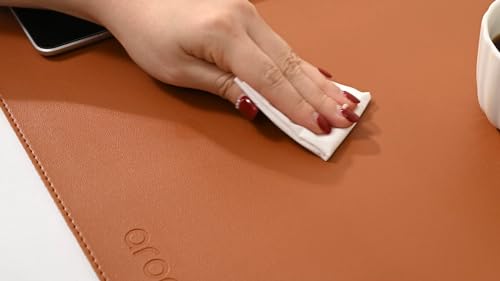Image of AROPANA Anti-Slip Extended Mouse Pad 60x35cm | PU Vegan Leather Desk Mat | Large Computer Desk Protector Pad with Suede Base for Keyboard, Laptop, Office & Home (Brown)