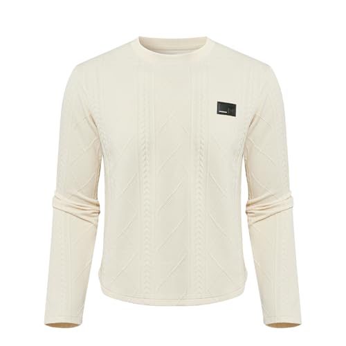 Men's Cable Knit Long Sleeve Sweater Casual Crew Neck Lightweight Soft Pullover Sweater