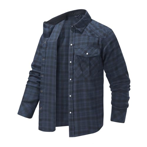 Men Plaid Long Sleeve Button Down Shirt Fall Collared Shirt With Pocket - image 6