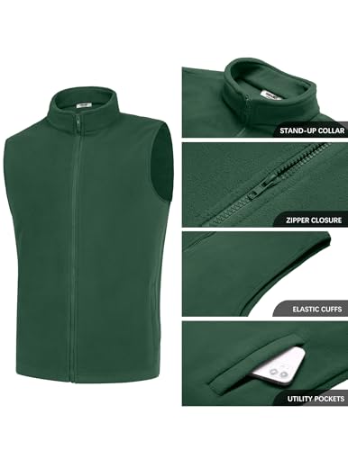COOFANDY Men's Polar Fleece Vest Lightweight Sleeveless Zip Up Jacket Casual Outerwear Outdoor Golf Vests