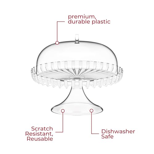 GUZZINI Dolcevita 12" Footed Cake Stand with Dome Lid - Mother of Pearl/Clear, Multi-Purpose for Dessert Table, Cupcake Stand, Cake Display, BPA-Free Display Stand for Parties, Weddings, Kitchen by Guzzini - Image 4
