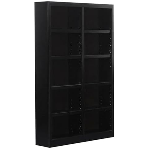Traditional 72" Tall 10-Shelf Double Wide Wood Bookcase in Espresso Cover